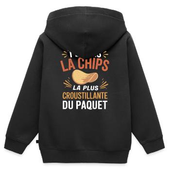 T'es pas la chips la plus croustillante du paquet - Sweat Premium à capuche zippé enfant bio - noir - Dos - AI Model Kid Male (0cm)