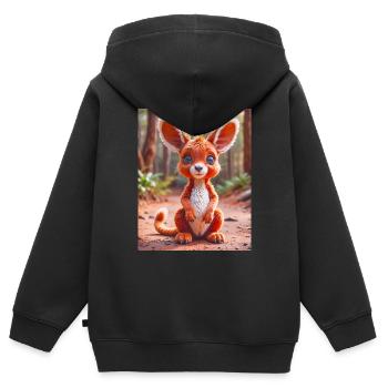 süßes australisches Tier Down Underred Känguru - Kinder Premium Organic Zip Hoodie - Schwarz - Hinten - AI Model Kid Male (0cm)