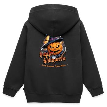 Halloween Kürbis Hexenhut Mitternacht - Kinder Premium Organic Zip Hoodie - Schwarz - Hinten - AI Model Kid Male (0cm)