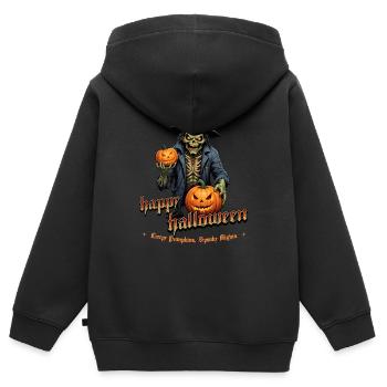 Zombie Joyeux Halloween Citrouilles effrayantes - Sweat Premium à capuche zippé enfant bio - noir - Dos - AI Model Kid Male (0cm)
