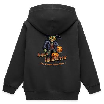 Zombie Joyeux Halloween Citrouilles effrayantes - Sweat Premium à capuche zippé enfant bio - noir - Dos - AI Model Kid Male (0cm)