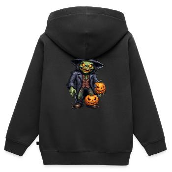 Zombie Joyeux Halloween Citrouilles effrayantes - Sweat Premium à capuche zippé enfant bio - noir - Dos - AI Model Kid Male (0cm)