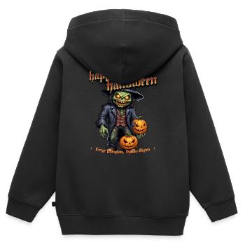 Zombie Joyeux Halloween Citrouilles effrayantes - Sweat Premium à capuche zippé enfant bio - noir - Dos - AI Model Kid Male (0cm)