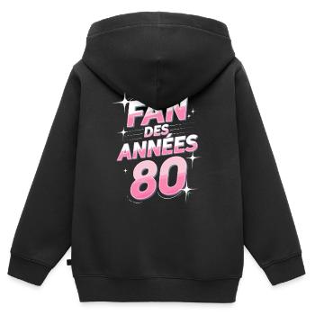 Fan des années 80 - Sweat Premium à capuche zippé enfant bio - noir - Dos - AI Model Kid Male (0cm)