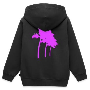 Viele Palmen Reihe Insel 3 Bäume Strandurlaub Meer - Kinder Premium Organic Zip Hoodie - Schwarz - Hinten - AI Model Kid Male (0cm)