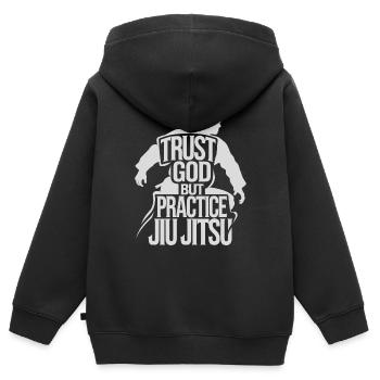 Expérience de la discipline en grappling - Sweat Premium à capuche zippé enfant bio - noir - Dos - AI Model Kid Male (0cm)