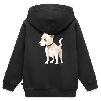 Chien mignon - Sweat Premium à capuche zippé enfant bio - noir - Dos - AI Model Kid Male (0cm)
