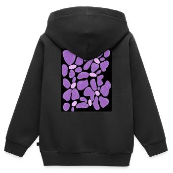 Fleur violette - Sweat Premium à capuche zippé enfant bio - noir - Dos - AI Model Kid Male (0cm)