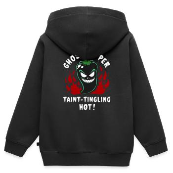 Ghost Pepper - Kinder Premium Organic Zip Hoodie - Schwarz - Hinten - AI Model Kid Male (0cm)