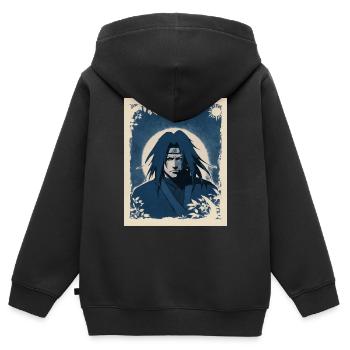 Anime-Charakter-Porträt - Kinder Premium Organic Zip Hoodie - Schwarz - Hinten - AI Model Kid Male (0cm)