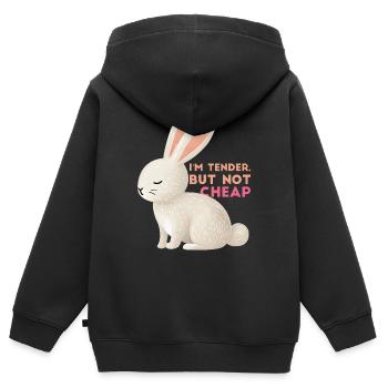 Je suis tendre, mais pas bon marché - Sweat Premium à capuche zippé enfant bio - noir - Dos - AI Model Kid Male (0cm)