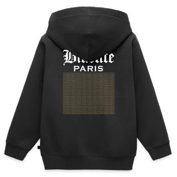 TheRealBikelife Paris Monogramme - Sweat Premium à capuche zippé enfant bio - noir - Dos - AI Model Kid Male (0cm)