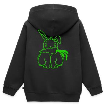Lapin Carotte Carotte Manger Bouche Faim Obésité - Sweat Premium à capuche zippé enfant bio - noir - Dos - AI Model Kid Male (0cm)