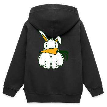 Lapin Carotte Carotte Manger Bouche Faim Obésité - Sweat Premium à capuche zippé enfant bio - noir - Dos - AI Model Kid Male (0cm)