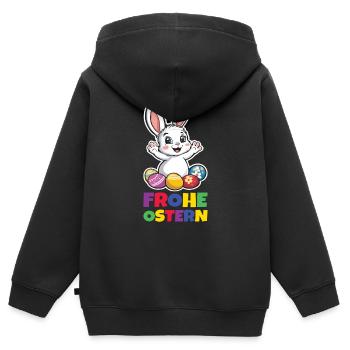 Frohe Ostern Bunt Osterhase - Kinder Premium Organic Zip Hoodie - Schwarz - Hinten - AI Model Kid Male (0cm)