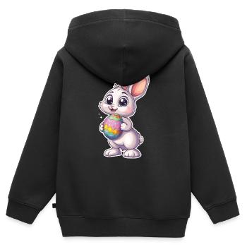 Cute Easter bunny with Easter egg - Kids Premium Organic Zip-up Hoodie - black - Back - AI Model Kid Male (0cm)