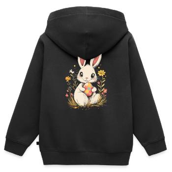Ostern Osterhase Vintage - Kinder Premium Organic Zip Hoodie - Schwarz - Hinten - AI Model Kid Male (0cm)