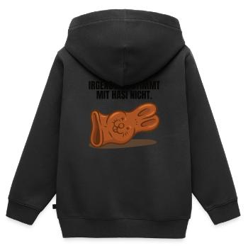 Hasi Ostern Schokohase lustig - Kinder Premium Organic Zip Hoodie - Schwarz - Hinten - AI Model Kid Male (0cm)