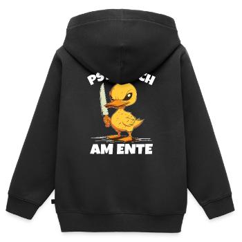 Psychisch am Ente - Kinder Premium Organic Zip Hoodie - Schwarz - Hinten - AI Model Kid Male (0cm)