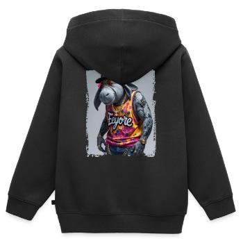 hip hop Eeyore rapper - Kids Premium Organic Zip-up Hoodie - black - Back - AI Model Kid Male (0cm)