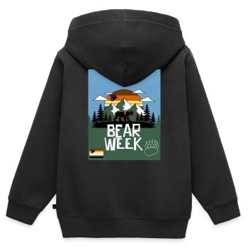 Semaine de l’ours - Sweat Premium à capuche zippé enfant bio - noir - Dos - AI Model Kid Male (0cm)