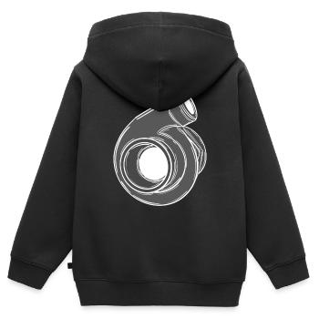 Turbo - Kinder Premium Organic Zip Hoodie - Schwarz - Hinten - AI Model Kid Male (0cm)