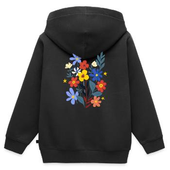 Flower Power - Kinder Premium Organic Zip Hoodie - Schwarz - Hinten - AI Model Kid Male (0cm)