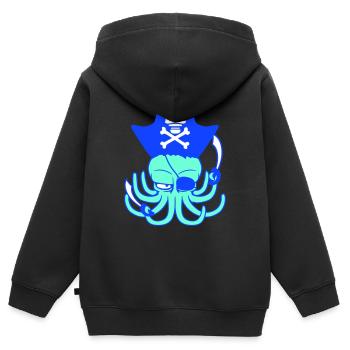 Oktopus Pirat Crew Kapitän Segler Freibeuter Segel - Kinder Premium Organic Zip Hoodie - Schwarz - Hinten - AI Model Kid Male (0cm)