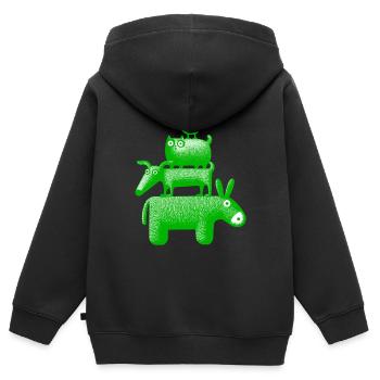 Town Musicians "Green" - Kids Premium Organic Zip-up Hoodie - black - Back - AI Model Kid Male (0cm)