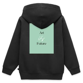 L’art est l’avenir - Sweat Premium à capuche zippé enfant bio - noir - Dos - AI Model Kid Male (0cm)