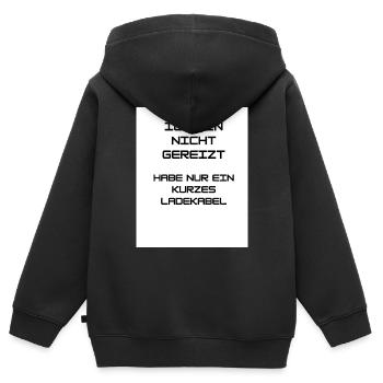ICH BIN NICHT GEREIZT - Kinder Premium Organic Zip Hoodie - Schwarz - Hinten - AI Model Kid Male (0cm)