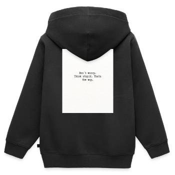 Penser stupide - Sweat Premium à capuche zippé enfant bio - noir - Dos - AI Model Kid Male (0cm)