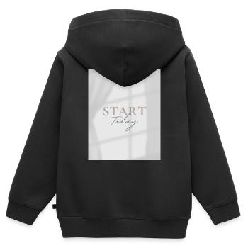START TODAY - Kinder Premium Organic Zip Hoodie - Schwarz - Hinten - AI Model Kid Male (0cm)