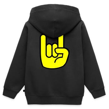 Heavy Metal Hand - Kinder Premium Organic Zip Hoodie - Schwarz - Hinten - AI Model Kid Male (0cm)