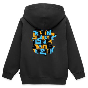 stopkillingyaself_3f - Sweat Premium à capuche zippé enfant bio - noir - Dos - AI Model Kid Male (0cm)