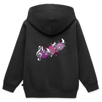 Lustige Katzen Notenlinien Farbkleckse - Kinder Premium Organic Zip Hoodie - Schwarz - Hinten - AI Model Kid Male (0cm)