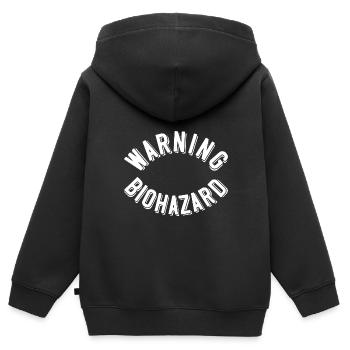 Avertissement Risque biologique - Sweat Premium à capuche zippé enfant bio - noir - Dos - AI Model Kid Male (0cm)