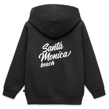 Plage de Santa Monica - Sweat Premium à capuche zippé enfant bio - noir - Dos - AI Model Kid Male (0cm)