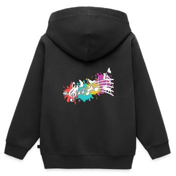 Lustige Katzen Notenlinien Farbkleckse - Kinder Premium Organic Zip Hoodie - Schwarz - Hinten - AI Model Kid Male (0cm)