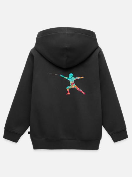 Fechten und Fechtsport PopArt - Kinder Premium Organic Zip Hoodie - Schwarz