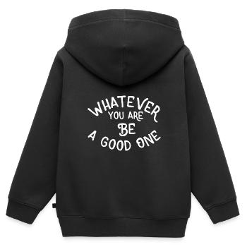 Quoi que vous soyez, soyez un bon - Sweat Premium à capuche zippé enfant bio - noir - Dos - AI Model Kid Male (0cm)