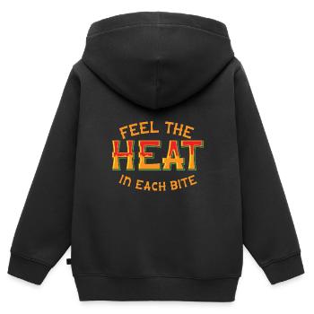 Sentez la chaleur dans chaque bouchée - Sweat Premium à capuche zippé enfant bio - noir - Dos - AI Model Kid Male (0cm)