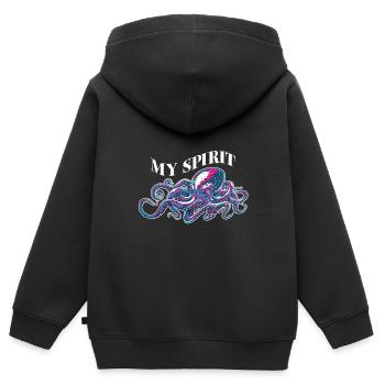 Oktopus Kalmar Oktopoden aus der Tiefsee - Kinder Premium Organic Zip Hoodie - Schwarz - Hinten - AI Model Kid Male (0cm)