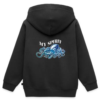Oktopus Oktopode Krake aus der Tiefsee - Kinder Premium Organic Zip Hoodie - Schwarz - Hinten - AI Model Kid Male (0cm)