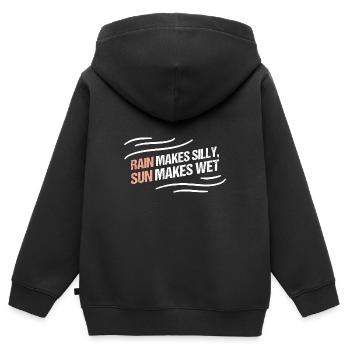 La pluie rend ridicule, le soleil rend humide - Sweat Premium à capuche zippé enfant bio - noir - Dos - AI Model Kid Male (0cm)