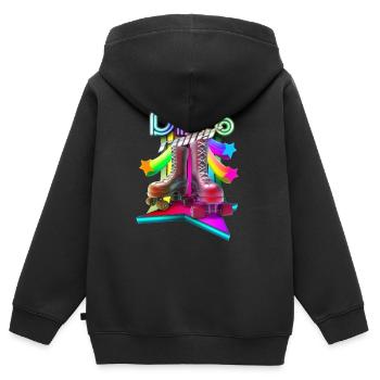 Disco Roller 3D - Kinder Premium Organic Zip Hoodie - Schwarz - Hinten - AI Model Kid Male (0cm)