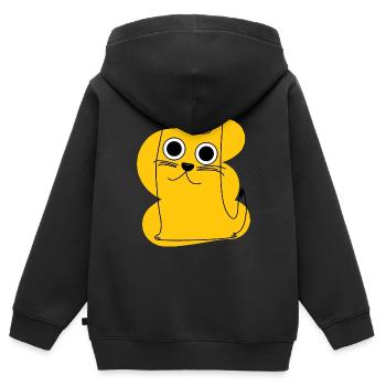 Chat jaune - Sweat Premium à capuche zippé enfant bio - noir - Dos - AI Model Kid Male (0cm)