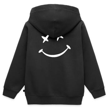 Lächelndes Gesicht - Kinder Premium Organic Zip Hoodie - Schwarz - Hinten - AI Model Kid Male (0cm)