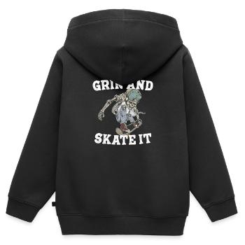 Grinsen und skaten - Kinder Premium Organic Zip Hoodie - Schwarz - Hinten - AI Model Kid Male (0cm)