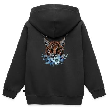 Luchs - Kinder Premium Organic Zip Hoodie - Schwarz - Hinten - AI Model Kid Male (0cm)